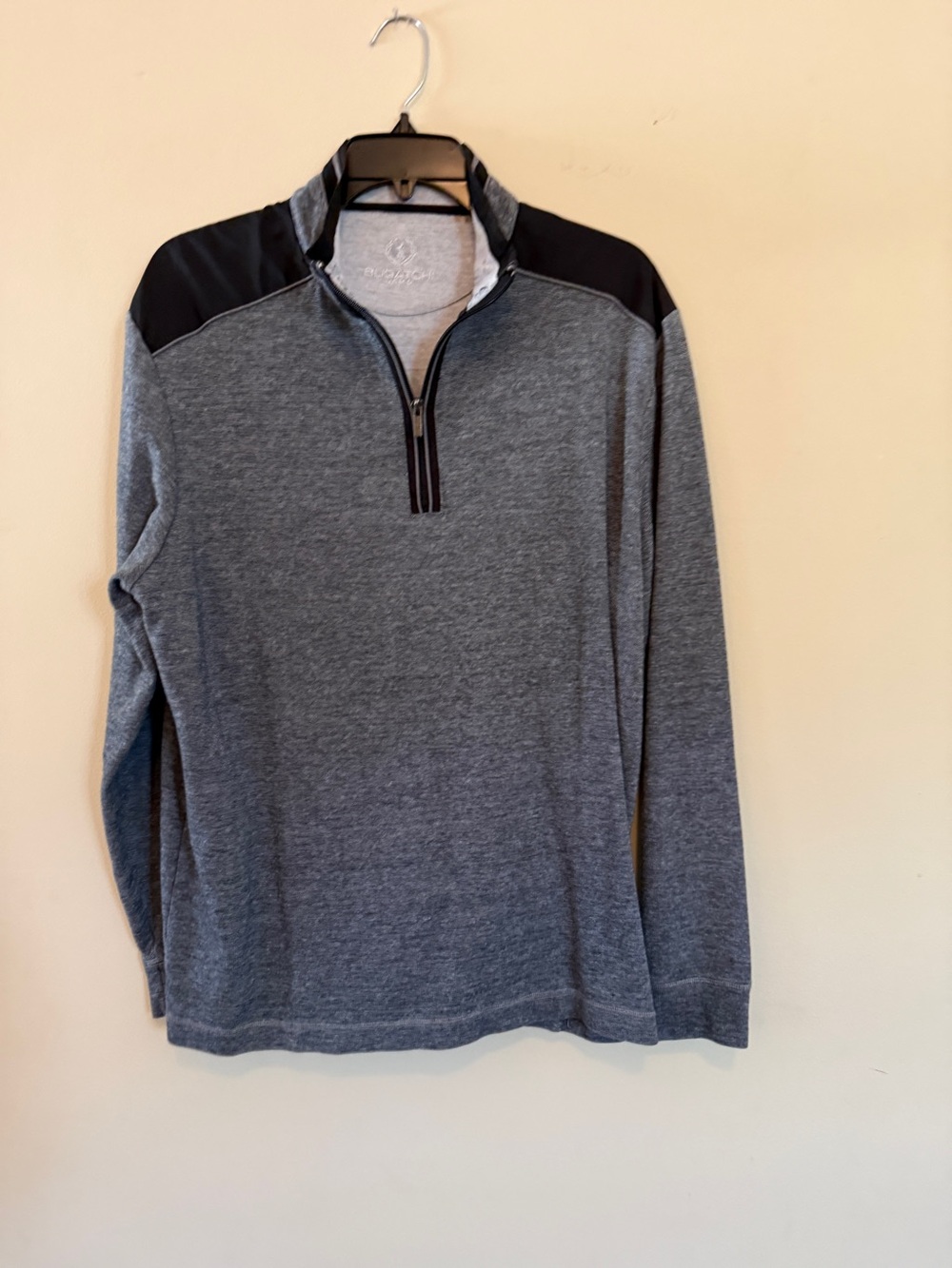 Bugatchi Uomo Quarter-Zip Pullover – Men’s Gray Performance Top Large - Picture 3 of 9